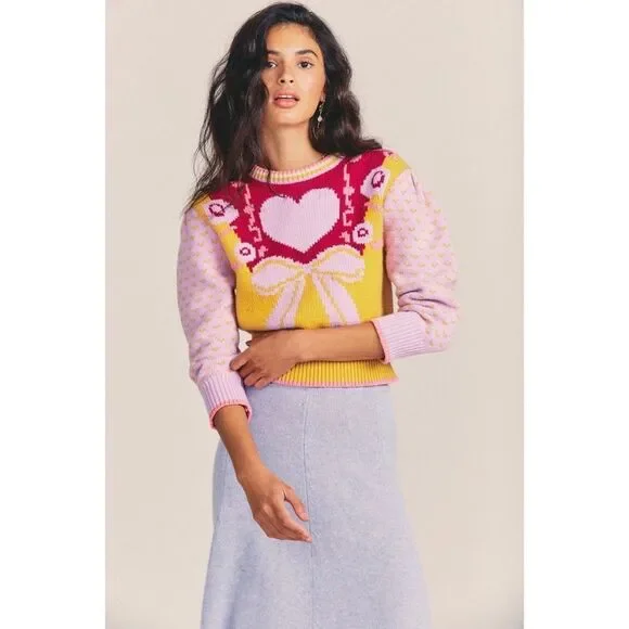 LOVESHACKFANCY Emani Crewneck Sweater - Picture 2 of 14